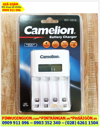 Camelion BC-1012; Máy sạc Pin Nhanh 6giờ, 04khe sạc _có màn hình LCD _tự ngắt điện khi pin sạc đầy, Bảo hành 01 năm
